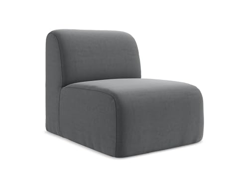 makamii Lani Sofa Mittelmodul in Grau - Modernes Sesselsmodul aus Samt, modular & kombinierbar, skandinavisches Design, Oeko-Tex Zertifiziert 70x94x75 cm, bis 150 kg belastbar von makamii