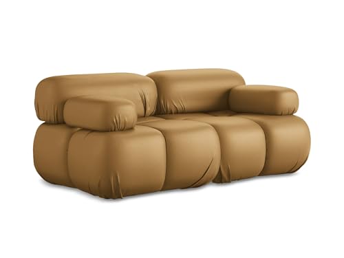 makamii Lokua 2-Sitzer Modulsofa in Braun - Modernes Designsofa aus Kunstleder, modular, ohne Schlaffunktion, moderner Japandi-Stil, Oeko-Tex Zertifiziert 190x96x70 cm, bis 150 kg belastbar von makamii