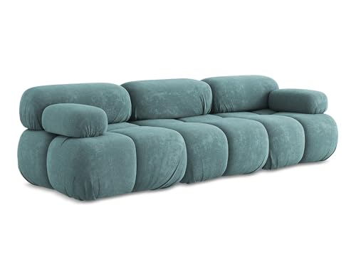 makamii Lokua 3-Sitzer Modulsofa in Blau - Modernes Designsofa aus Chenille, modular, ohne Schlaffunktion, moderner Japandi-Stil, Oeko-Tex Zertifiziert 285x96x70 cm, bis 150 kg belastbar von makamii