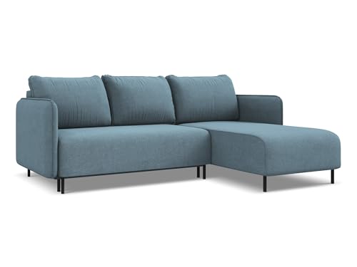 makamii Luana 3-Sitzer Ecksofa mit Schlaffunktion rechts in Blau - Schlafsofa mit Ottomane und Bettfunktion aus Strukturstoff, für Wohnzimmer, Skandinavisch Design, Oeko-Tex 236x162x90 cm, bis 550 kg makamii Luana 3-Sitzer Ecksofa mit Schlaffunktion rechts in Blau - Schlafsofa mit Ottomane und Bettfunktion aus Strukturstoff, für Wohnzimmer, Skandinavisch Design, Oeko-Tex 236x162x90 cm, bis 550 kg von makamii