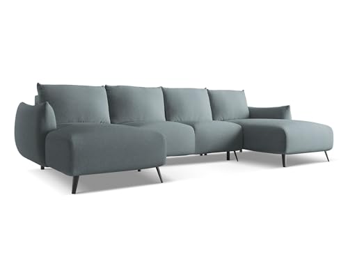makamii Malie 4-Sitzer Ecksofa U-Form in Blau - XXL Wohnlandschaft mit Schlaffunktion und Bettfunktion aus Chenille, Skandinavisches Design, Oeko-Tex Zertifiziert 317x162x86 cm, bis 550 kg belastbar von makamii