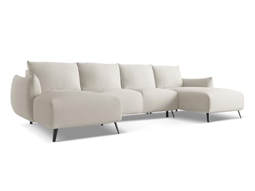 makamii Malie 4-Sitzer Ecksofa U-Form in Grau - XXL Wohnlandschaft mit Schlaffunktion und Bettfunktion aus Chenille, Skandinavisches Design, Oeko-Tex Zertifiziert 317x162x86 cm, bis 550 kg belastbar von makamii