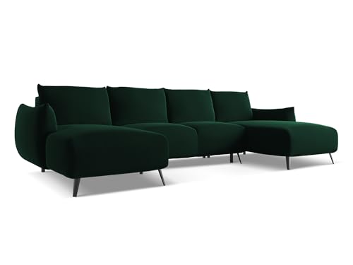 makamii Malie 4-Sitzer Ecksofa U-Form in Grün - XXL Wohnlandschaft mit Schlaffunktion und Bettfunktion aus Samt, Skandinavisches Design, Oeko-Tex Zertifiziert 317x162x86 cm, bis 550 kg belastbar von makamii