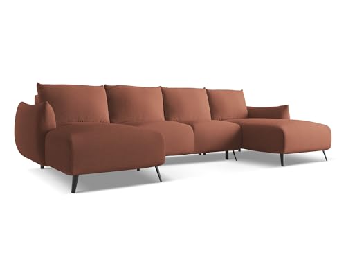 makamii Malie 4-Sitzer Ecksofa U-Form in Pink - XXL Wohnlandschaft mit Schlaffunktion und Bettfunktion aus Chenille, Skandinavisches Design, Oeko-Tex Zertifiziert 317x162x86 cm, bis 550 kg belastbar von makamii