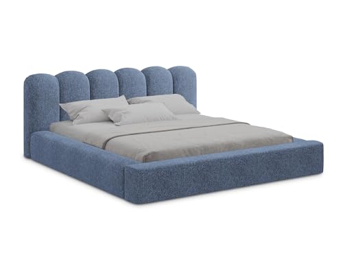 makamii Mano Polsterbett mit Stauraum 160x200 cm in Blau - Doppelbett mit Lattenrost, gepolstertes Bettgestell mit Kopfteil für Schlafzimmer & Gästezimmer, Oeko-Tex Zertifiziert - aus Strukturstoff makamii Mano Polsterbett mit Stauraum 160x200 cm in Blau - Doppelbett mit Lattenrost, gepolstertes Bettgestell mit Kopfteil für Schlafzimmer & Gästezimmer, Oeko-Tex Zertifiziert - aus Strukturstoff von makamii
