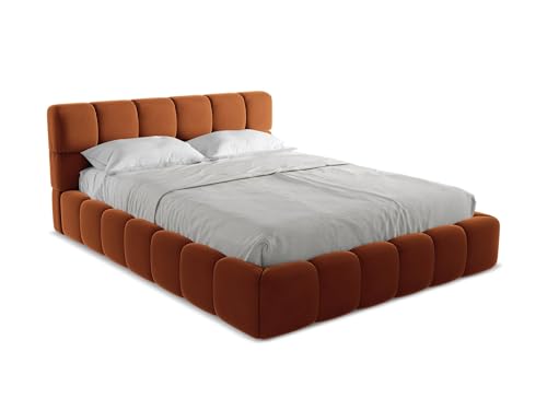 makamii Nalu Polsterbett mit Stauraum 160x200 cm in Orange - Doppelbett mit Lattenrost, gepolstertes Bettgestell mit Kopfteil für Schlafzimmer & Gästezimmer, Oeko-Tex Zertifiziert - aus Samtstoff makamii Nalu Polsterbett mit Stauraum 160x200 cm in Orange - Doppelbett mit Lattenrost, gepolstertes Bettgestell mit Kopfteil für Schlafzimmer & Gästezimmer, Oeko-Tex Zertifiziert - aus Samtstoff von makamii