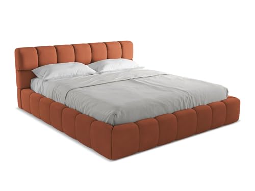 makamii Nalu Polsterbett mit Stauraum 180x200 cm in Orange - Doppelbett mit Lattenrost, gepolstertes Bettgestell mit Kopfteil für Schlafzimmer & Gästezimmer, Oeko-Tex Zertifiziert - aus Chenille makamii Nalu Polsterbett mit Stauraum 180x200 cm in Orange - Doppelbett mit Lattenrost, gepolstertes Bettgestell mit Kopfteil für Schlafzimmer & Gästezimmer, Oeko-Tex Zertifiziert - aus Chenille von makamii