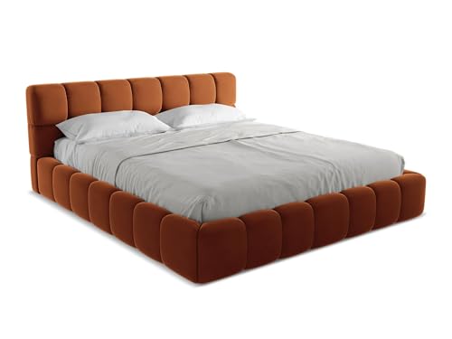 makamii Nalu Polsterbett mit Stauraum 180x200 cm in Orange - Doppelbett mit Lattenrost, gepolstertes Bettgestell mit Kopfteil für Schlafzimmer & Gästezimmer, Oeko-Tex Zertifiziert - aus Samtstoff makamii Nalu Polsterbett mit Stauraum 180x200 cm in Orange - Doppelbett mit Lattenrost, gepolstertes Bettgestell mit Kopfteil für Schlafzimmer & Gästezimmer, Oeko-Tex Zertifiziert - aus Samtstoff von makamii