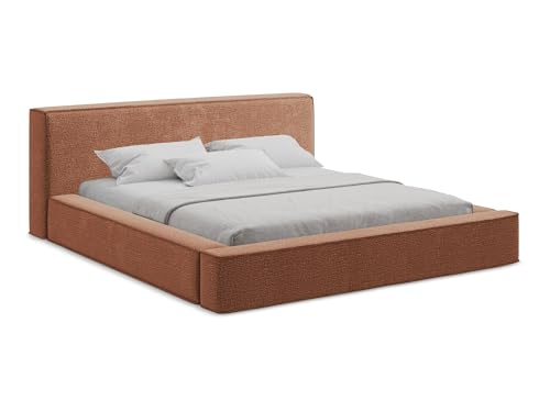 makamii Noho Polsterbett mit Stauraum 140x200 cm in Orange - Doppelbett mit Lattenrost, gepolstertes Bettgestell mit Kopfteil für Schlafzimmer & Gästezimmer, Oeko-Tex Zertifiziert - aus Strukturstoff makamii Noho Polsterbett mit Stauraum 140x200 cm in Orange - Doppelbett mit Lattenrost, gepolstertes Bettgestell mit Kopfteil für Schlafzimmer & Gästezimmer, Oeko-Tex Zertifiziert - aus Strukturstoff von makamii