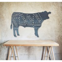 Beef Cuts Metallschild - Küche Kuh Butcher Shop Steer Wandkunst Restaurant Decor von makertable