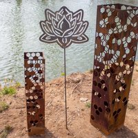 Metall Lotus Blume Gartenstecker - Stahl Gartenarbeit Dekor Yard Art Marker Zen Garten Kunst Sommer von makertable
