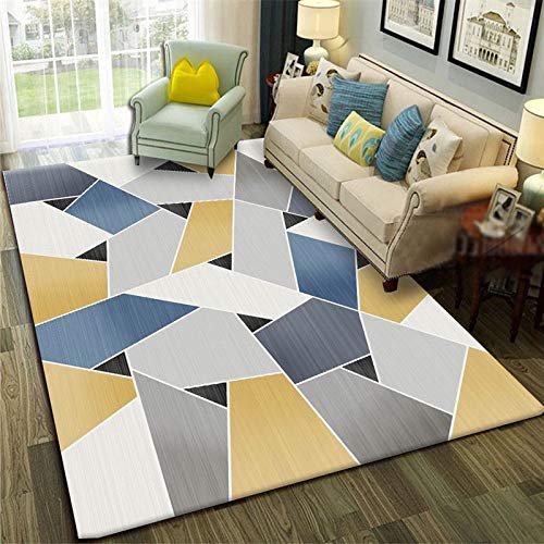 Designer Teppich Moderner Home Dekorative Teppiche Blau gelb grau unregelmäßiges grafisches Mosaik 140 x 200 cm von makeups1