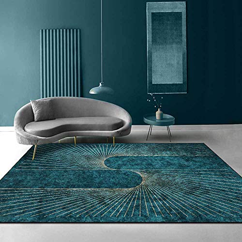 Designer Teppich Moderner Home Dekorative Teppiche Smaragdgrün dunkelgrün hellgoldene Linien 160 x 230 cm von makeups1