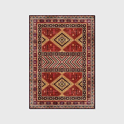 Designer rutschfest Teppich Wohnzimmer Groß flächiger Rug Retro-Rot im geometrischen Ethno-Stil 140 x 200 cm von makeups1