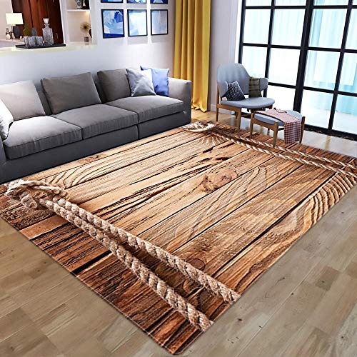 Modern rutschfeste Bereich Teppich 3D Holzmuster für Wohnzimmer Schlafzimmer Teppich Büro Teppiche Leicht zu reinigen 140×200CM (4ft7 x 6ft6) von makeups1