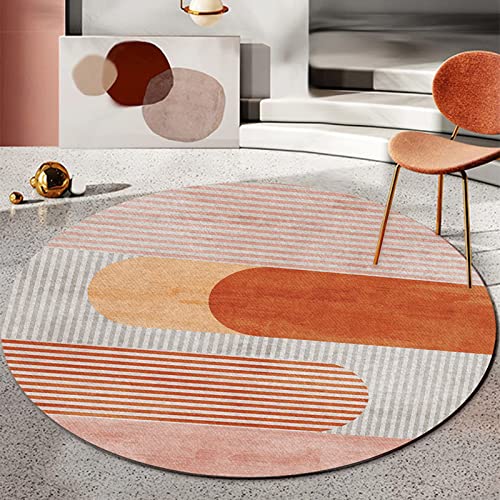 Nordic Area Teppiche Runder Teppich für Wohnzimmer Schlafzimmer oder Küche, geometrische Streifen grau rosa ø 140 cm von makeups1