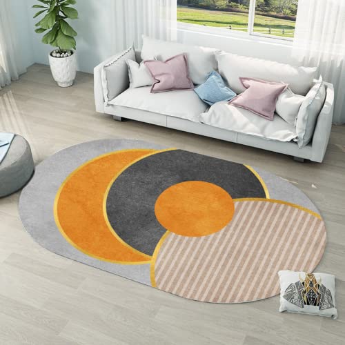 Oval Designer Teppich Moderner Home Dekorative Teppiche rutschfest Waschbar Teppich, Grau Orange Schwarz Geometrisch Patchwork, 180 x 280 cm von makeups1