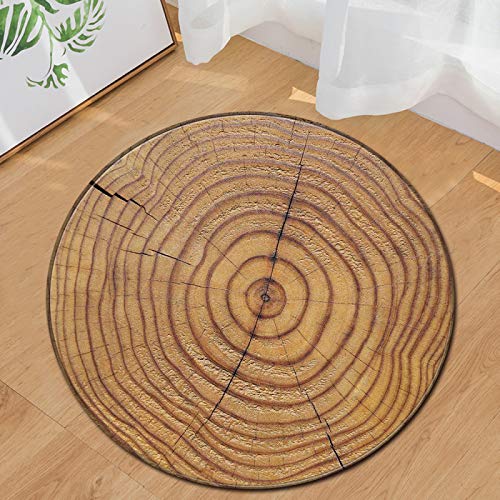 makeups1 Teppich Rund Kurzflor Teppich Wohnzimmer Teppich Designer Teppich Moderner Teppich, geometrische Holzoptik Dunkelbraun ø 160 cm von makeups1