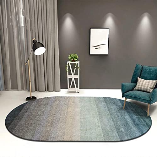 makeups1 Oval Groß Teppich Weicher Kurzflor Designer Teppich Modern Designer In-und Outdoor Teppich, Einfaches blaues Verlaufsmuster, 130 x 200 cm von makeups1