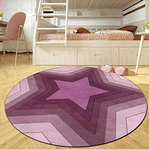 makeups1 Weicher Kurzflor Designer Teppich Lila rosa Farbverlauf großer fünfzackiger Stern für Wohnzimmer, Schlafzimmer, Kinderzimmer und Arbeitszimmer ø 200 cm von makeups1