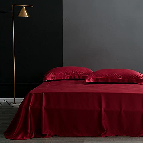 100% Maulbeerseide Bettlaken Einfarbig Flache Laken Bettwäsche Echte Seide Für King Queen Size Bettlaken Heimtextilien-Coral_red_240x250cm von makeups58