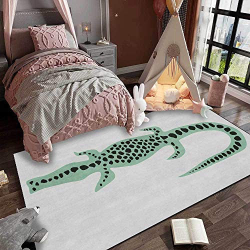 Home Wohnzimmer Teppich Traditioneller einzigartiger Teppiche Cartoon grün schwarzer Punkt großes Krokodil grau80x160cm (2'6''x5'2'') von makeups58