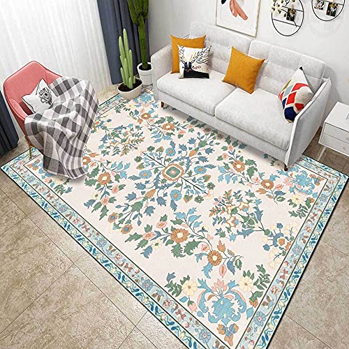 Moderne Groß flächiger Rug Wohnzimmer Teppich Schlafzimmer Teppich Idyllische Blumen, Blütentrauben, blau und weiß 200 x 300 cm (6'6''x9'8'') von makeups58