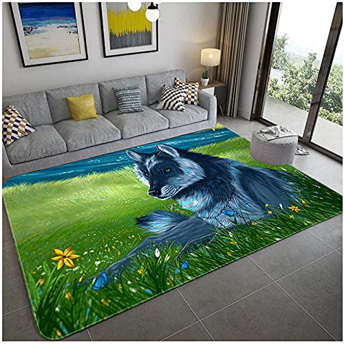 Moderner Teppich des abstrakten Bereichs Designer Teppiche Grauer Wolf, der auf der Wiese liegt 120x180CM (4'0''x6'0'') von makeups58