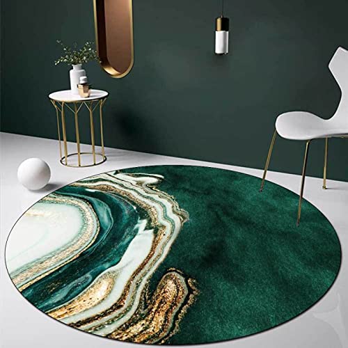 makeups58 Teppich Großer Round Kurzflor rutschfest Runden Teppiche für Wohnzimmer Schlafzimmer Esszimmer Küche Abstraktes grünes Gold,ø 100CM von makeups58