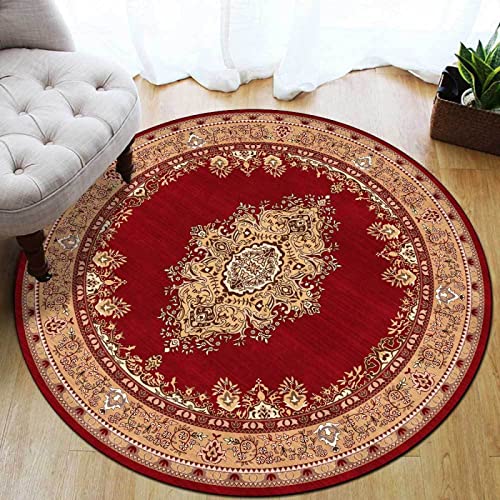makeups58 Rund Kurzflor Designer Teppich extra weich fürs Wohnzimmer, Schlafzimmer, Esszimmer oder Kinderzimmer Muster Ethno-Stil groß rot,ø 140CM makeups58 Rund Kurzflor Designer Teppich extra weich fürs Wohnzimmer, Schlafzimmer, Esszimmer oder Kinderzimmer Muster Ethno-Stil groß rot,ø 140CM von makeups58