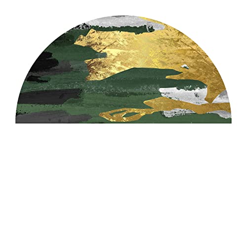 makeups69 Halbkreis Teppich Wohnzimmerteppich Modernes Design Schlafzimmerteppich Halbrunder Balkon Bodenschutz Dekorationen,grün Gold schwarz grau abstrakt Half Circle 90 x 180 cm von makeups69