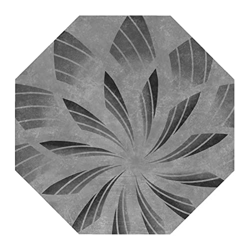 makeups69 Teppich Achteckig rutschfest waschbarer, Teppiche Orientteppich Kurzflorteppich für Wohnzimmer Schlafzimmer Esszimmer， rein graues geometrisches Design Octagon 150 x 150 cm von makeups69