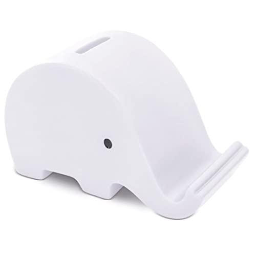 Sparschwein Elefant aus PVC mit weichem Körper in lebendigen Farben, originelle Sparbüchse für Kinder, mit Deckel, leicht und robust, Weiß von makio