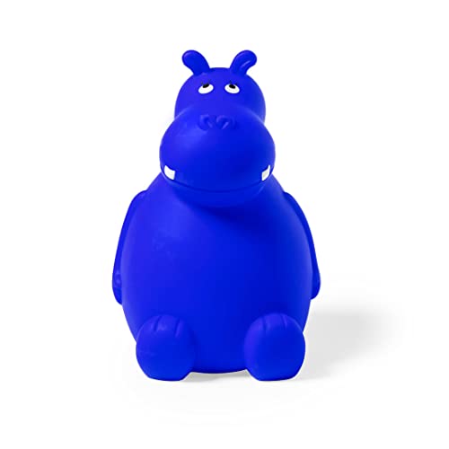 Sparschwein Nilpferd aus PVC mit weichem Körper in lebendigen Farben. Originelle kleine Spardosen für Kinder mit Stopfen. Leicht und robust. (Blau) von makio