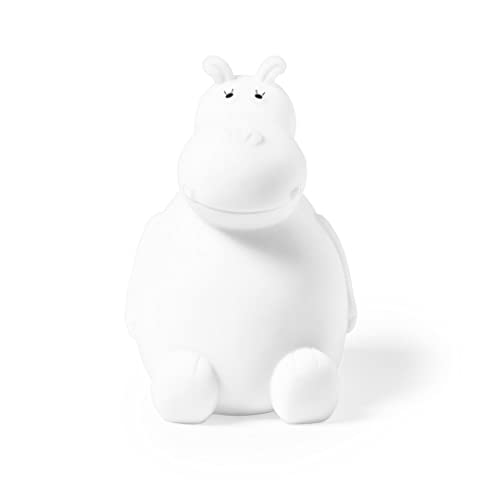 Sparschwein Nilpferd aus PVC mit weichem Körper in lebendigen Farben. Originelle kleine Spardosen für Kinder mit Stopfen. Leicht und robust. (Weiß) von makio