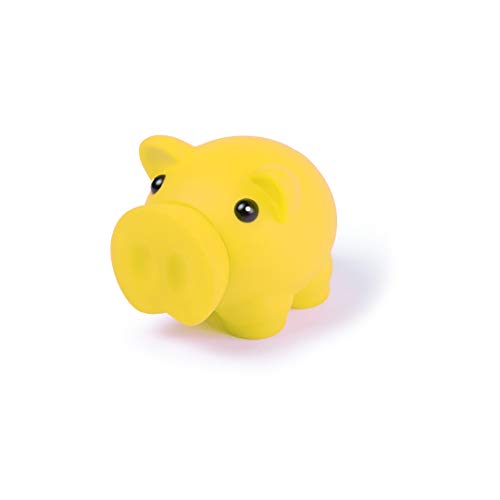 Sparschwein mit weichem Gummi-Körper in lebendigen Farben. Originelle kleine Kinder-Spardosen mit Stöpsel. Leichte und robuste Reise-Spardose. (Gelb) von makio