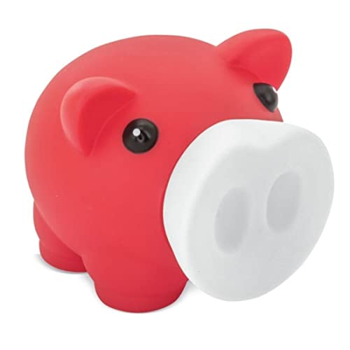 Sparschwein mit weichem Gummi-Körper in lebendigen Farben. Originelle kleine Kinder-Spardosen mit Stöpsel. Leichte und robuste Reise-Spardose. (Rot-Weiß) von makio