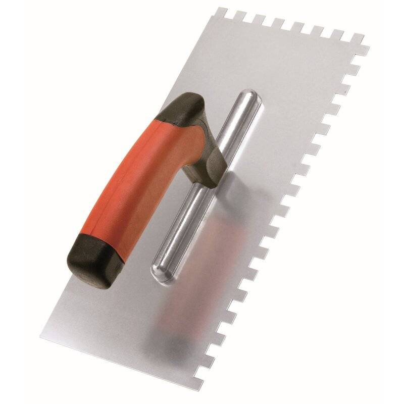 Kleber-Glättekelle SoftGrip PREMIUM Zahnkelle Edelstahl rostfrei mit 2K-Griff gezahnt E10 von mako GmbH
