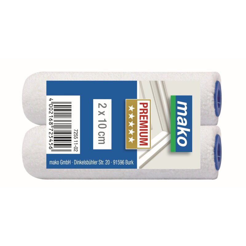 Lack-Ersatzwalzen PREMIUM mako-tex plus Textilfaser für Lacke - 10 cm - 2er-Pack Lack-Ersatzwalzen PREMIUM mako-tex plus Textilfaser für Lacke - 10 cm - 2er-Pack von mako GmbH