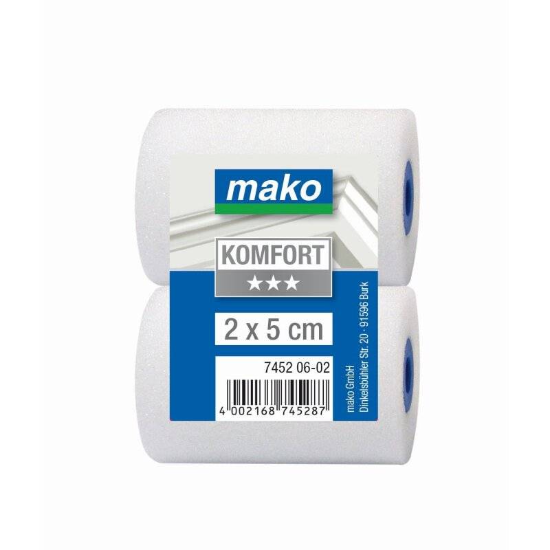 Lack-Ersatzwalzen mini KOMFORT mako-poren Schaumstoff superfein für Lacke - 5 cm - 2er-Pack von mako GmbH