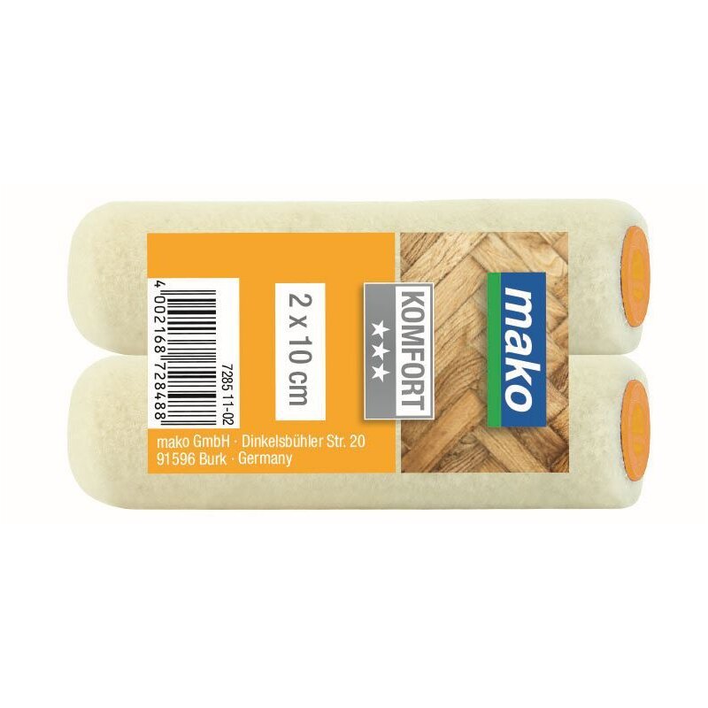 Lack und Versiegelungs-Ersatzwalze KOMFORT Velour für zähflüssige Lacke - 10 cm - 2er-Pack Lack und Versiegelungs-Ersatzwalze KOMFORT Velour für zähflüssige Lacke - 10 cm - 2er-Pack von mako GmbH
