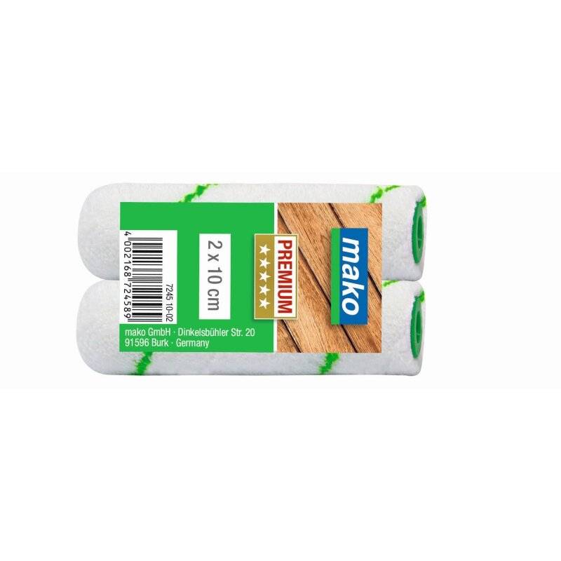Lasur-Ersatzwalzen PREMIUM Mikrofaser extra kurz für Lasuren und Holzschutzmittel - 10 cm - 2er-Pack von mako GmbH