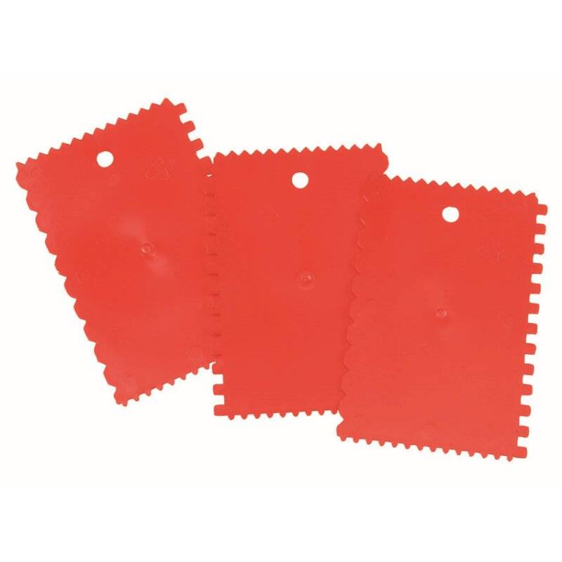 Leimauftragsspachtel-Set KOMFORT aus Kunststoff mit 4 Zahnungen - 3 Stück von mako GmbH
