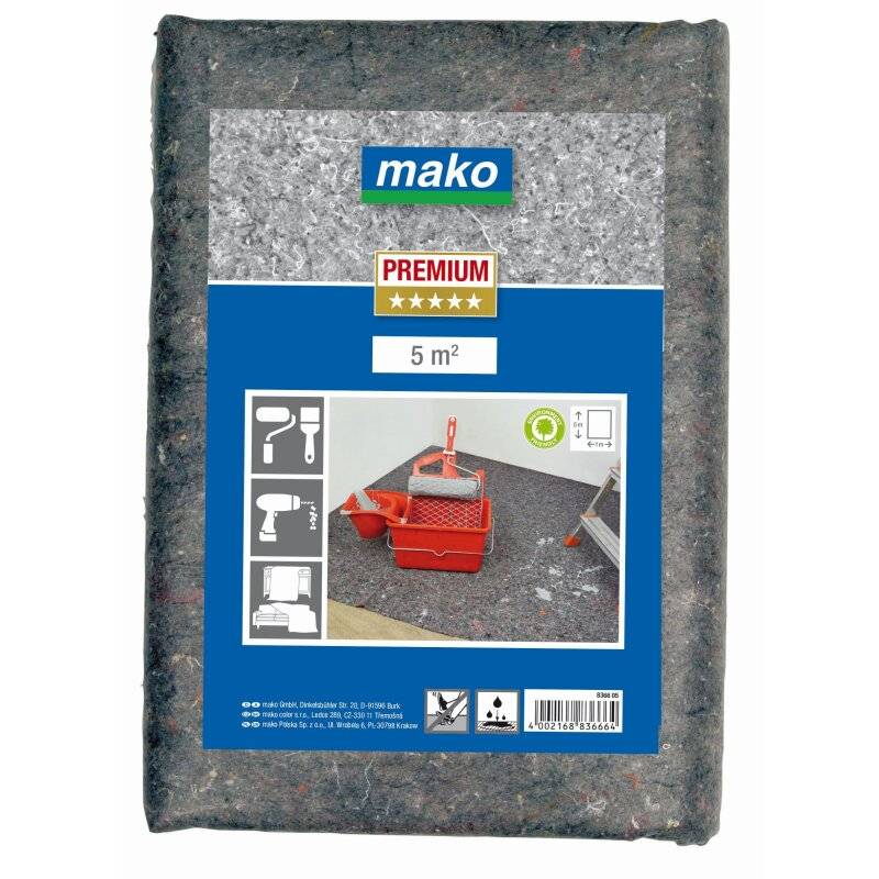 Maler-Abdeck-Vlies PREMIUM rutschhemmend, saugstark und wiederverwendbar 1 x 5m von mako GmbH