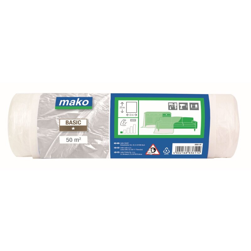 Malerabdeckplane BASIC standard für leichte Beanspruchung im Innenbereich 2 x 25m Malerabdeckplane BASIC standard für leichte Beanspruchung im Innenbereich 2 x 25m von mako GmbH