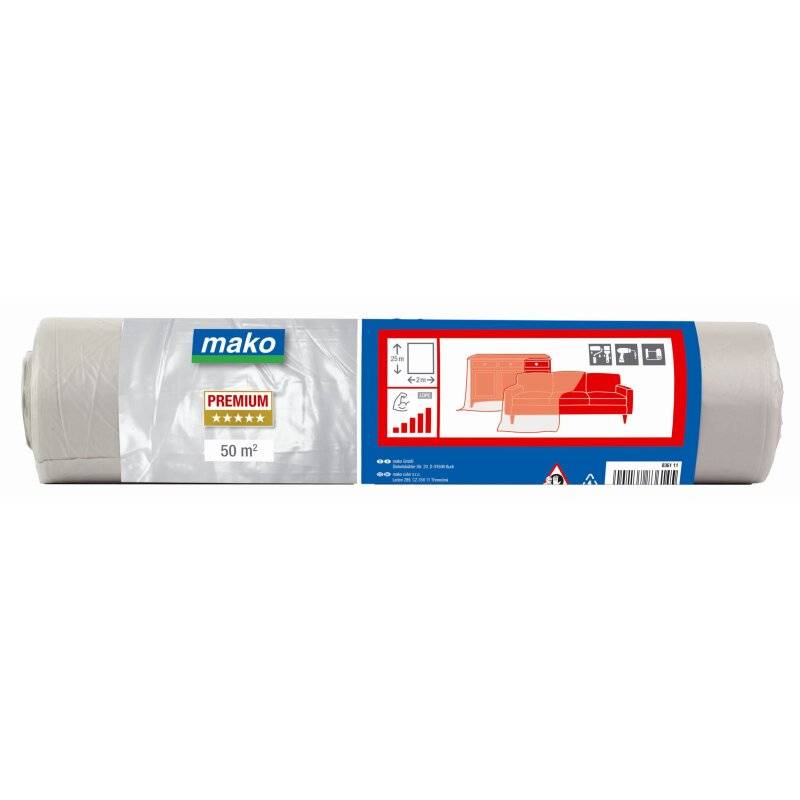 Malerabdeckplane PREMIUM extrastark für den Einsatz im Innen- und Außenbereich 2 x 50m von mako GmbH