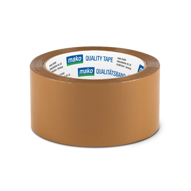 Profi-Packband PREMIUM extrem reißfeste PVC-Folie Naturkautschuk-Kleber 50 mm x 66 m braun von mako GmbH