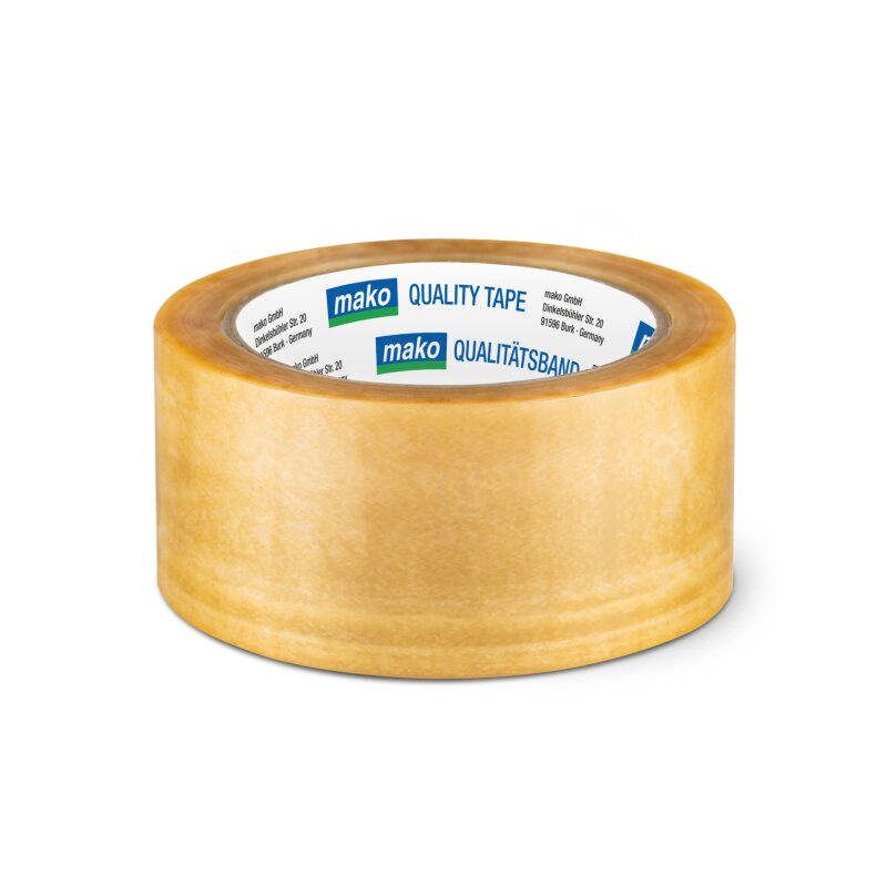 Profi-Packband PREMIUM extrem reißfeste PVC-Folie Naturkautschuk-Kleber 50 mm x 66 m transparent von mako GmbH