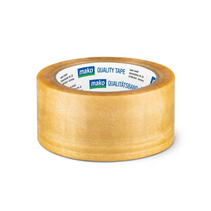 Profi-Packband PREMIUM extrem reißfeste PVC-Folie Naturkautschuk-Kleber 50 mm x 66 m transparent von mako GmbH