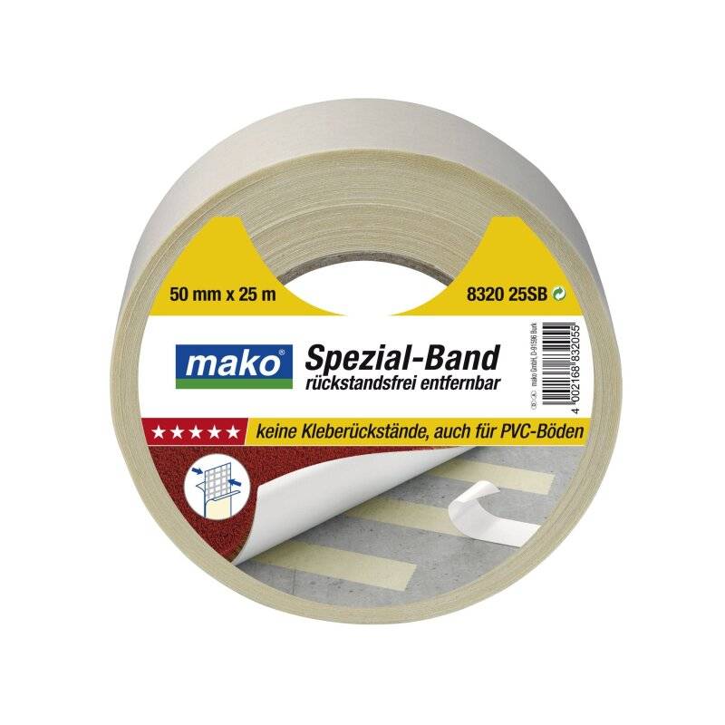 Spezial-Verlegeband Messeband PREMIUM beidseitig selbstklebend wieder entfernbar 50 mm x 5 m von mako GmbH